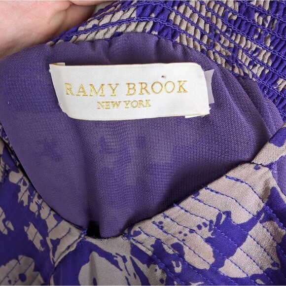 Ramy Brook Manuela dress silk cold shoulder purple floral boho M - Picture 9 of 14